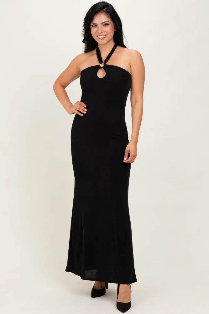 Black Halter Pendant Maxi Dress sold by Pinkblush product image thumbnail 2