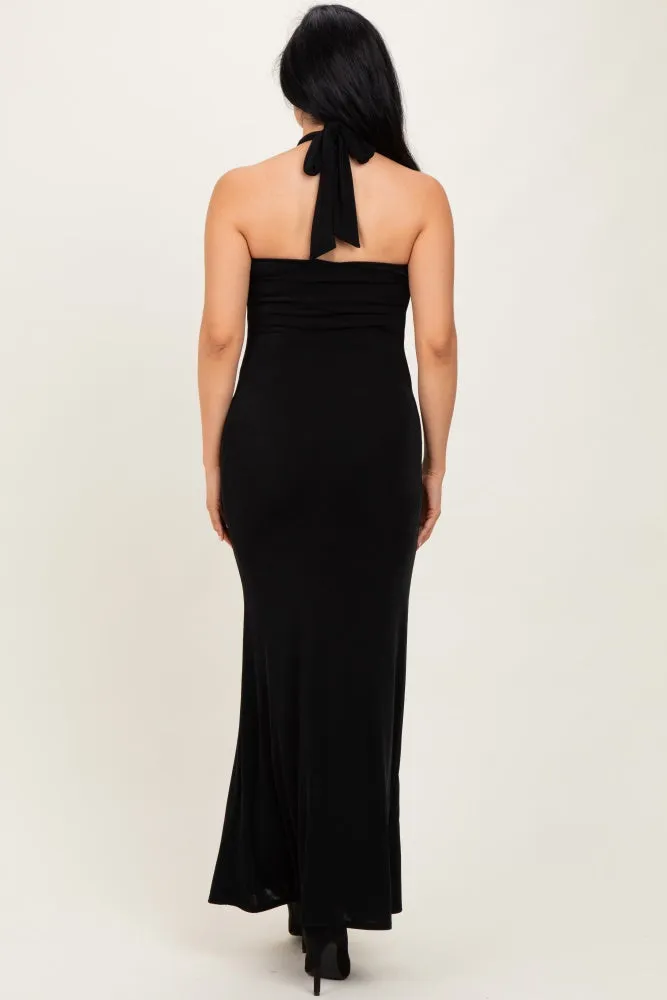 Black Halter Pendant Maxi Dress sold by Pinkblush product image thumbnail 4