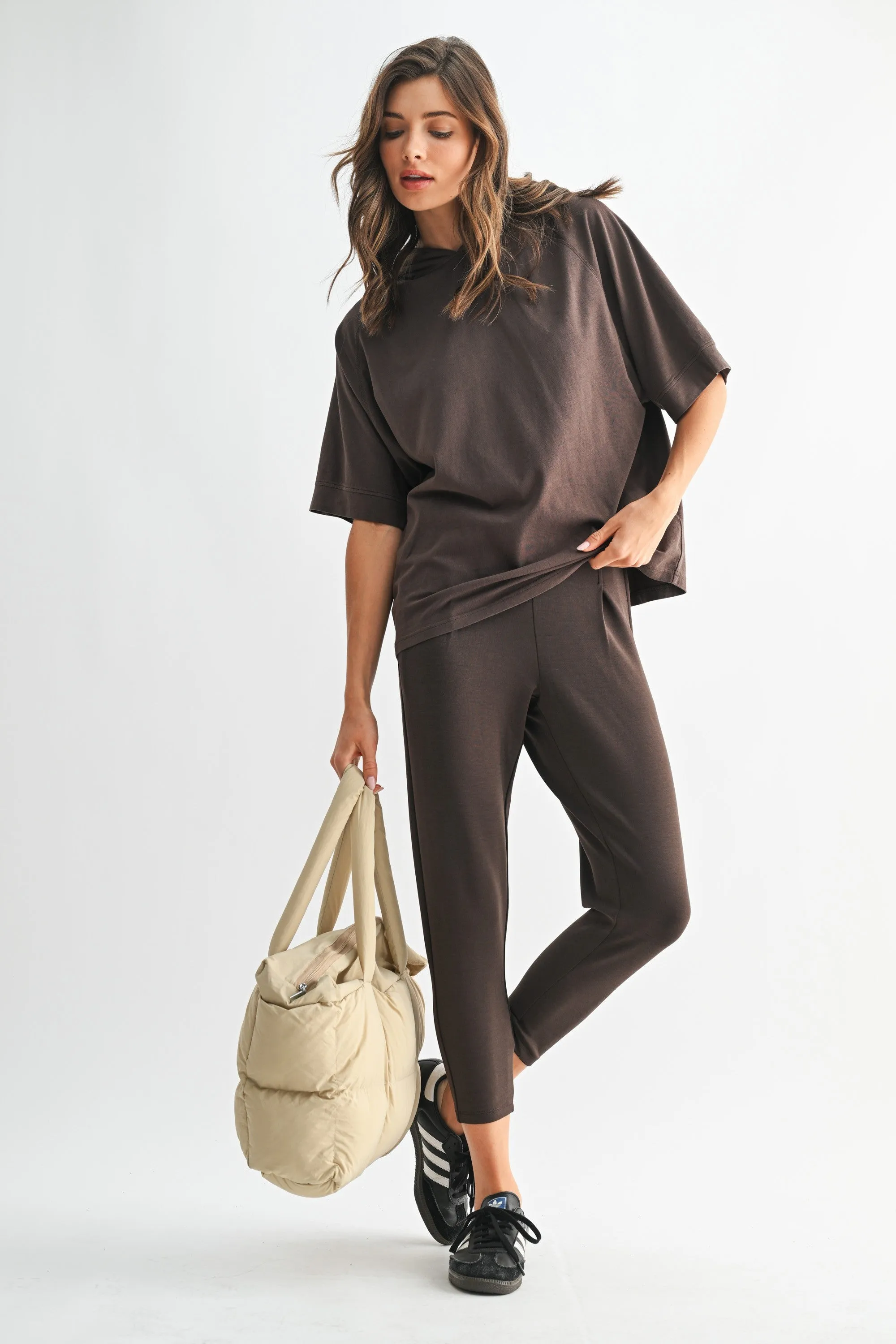 Brown Hooded Short Sleeve Top sold by Pinkblush product image thumbnail 2