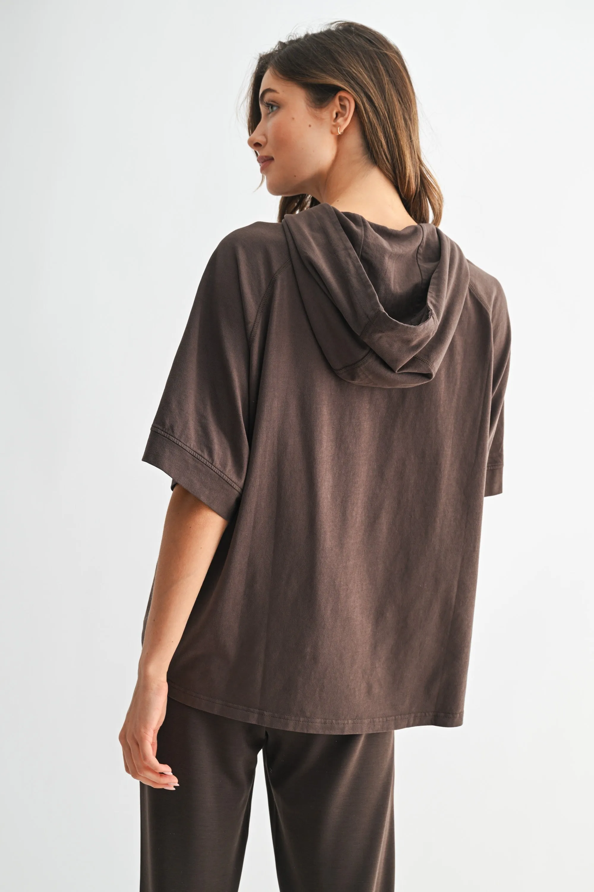 Brown Hooded Short Sleeve Top sold by Pinkblush product image thumbnail 3