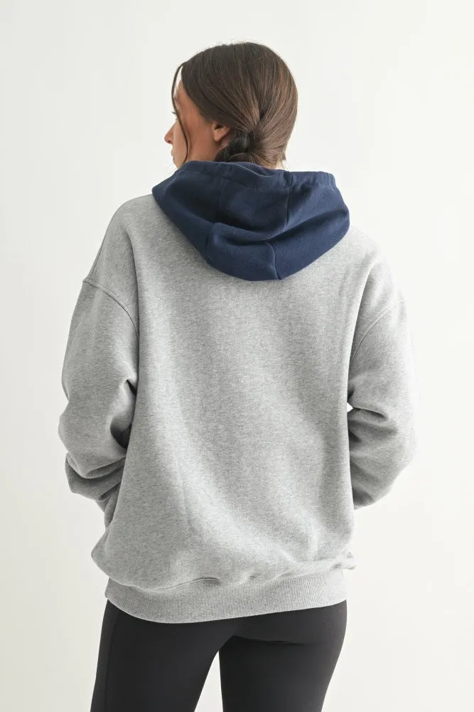 Navy Heather Grey Colorblock Hoodie sold by Pinkblush product image thumbnail 3