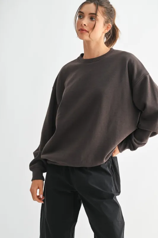 Brown Oversized Fleece Sweatshirt sold by Pinkblush
