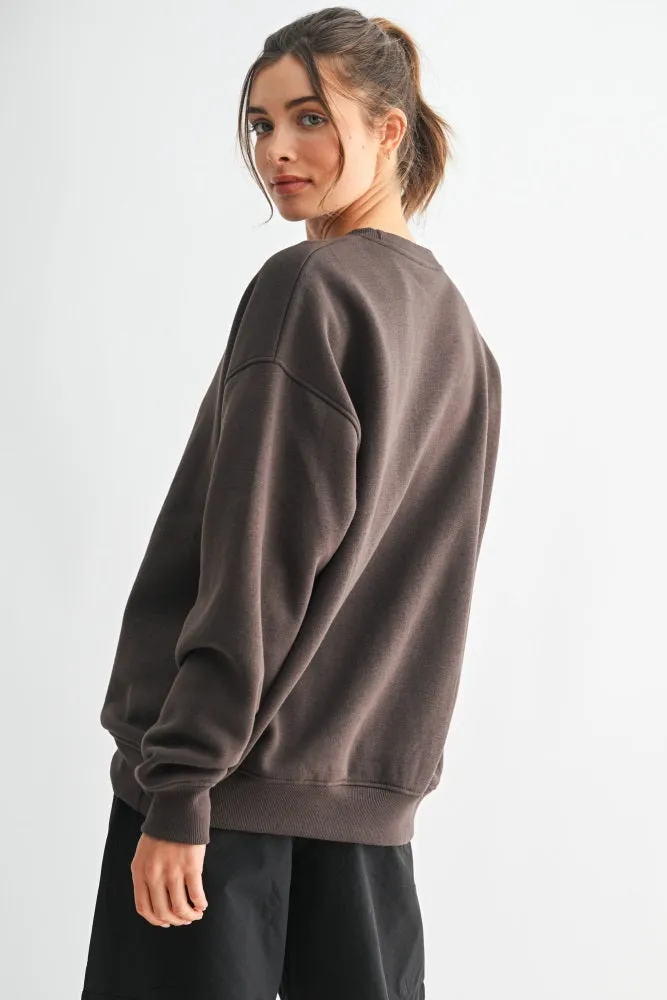 Brown Oversized Fleece Sweatshirt sold by Pinkblush product image thumbnail 2