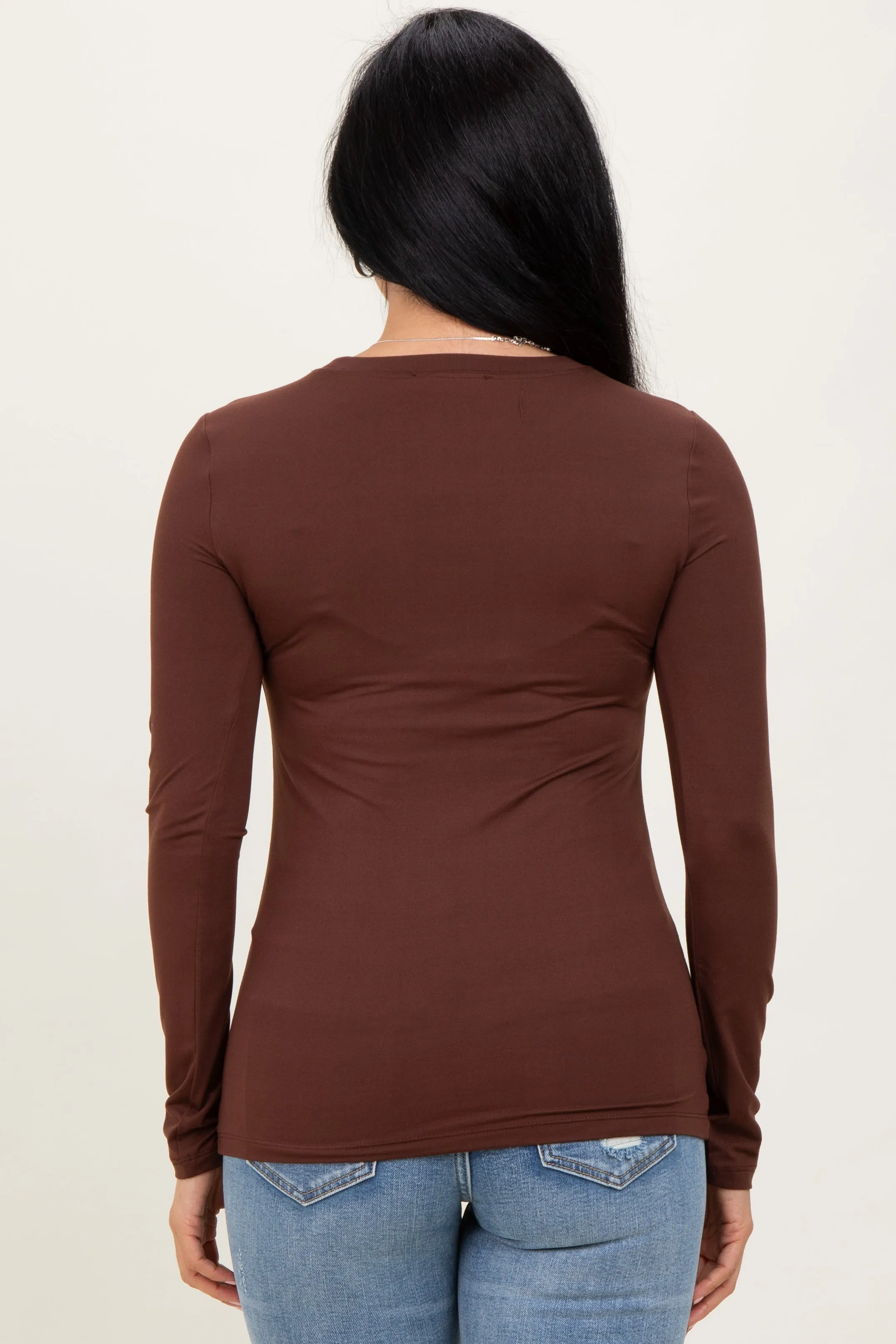 Brown Basic Long Sleeve Top sold by Pinkblush product image thumbnail 4