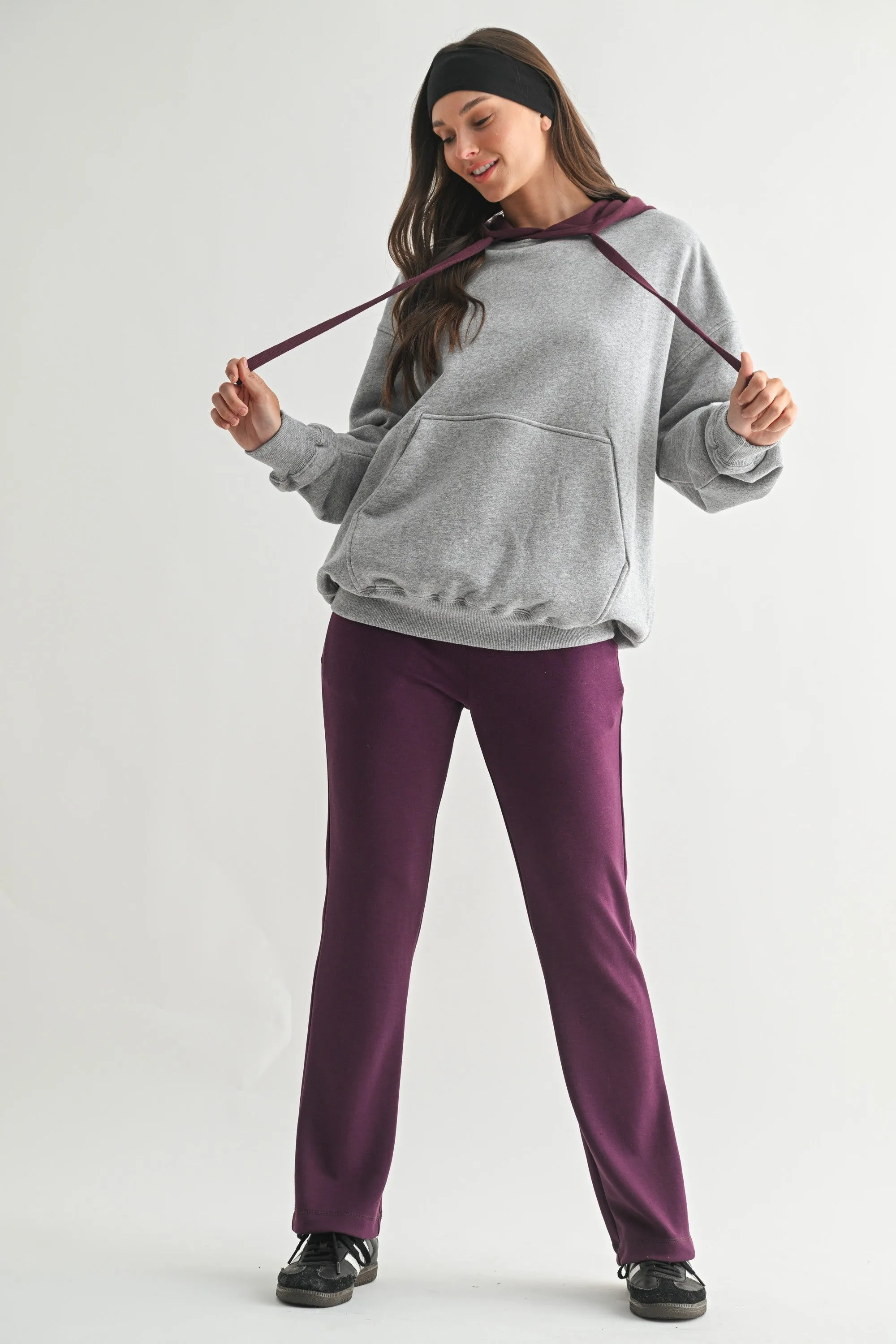 Plum Heather Grey Colorblock Hoodie sold by Pinkblush product image thumbnail 4
