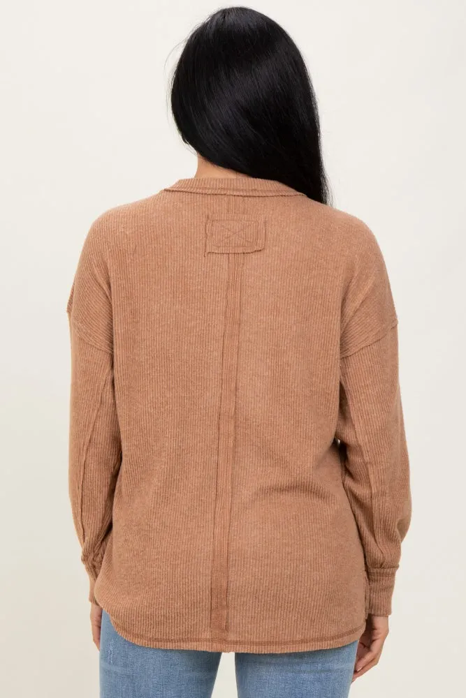 Camel Brushed Ribbed Knit Pullover sold by Pinkblush product image thumbnail 4