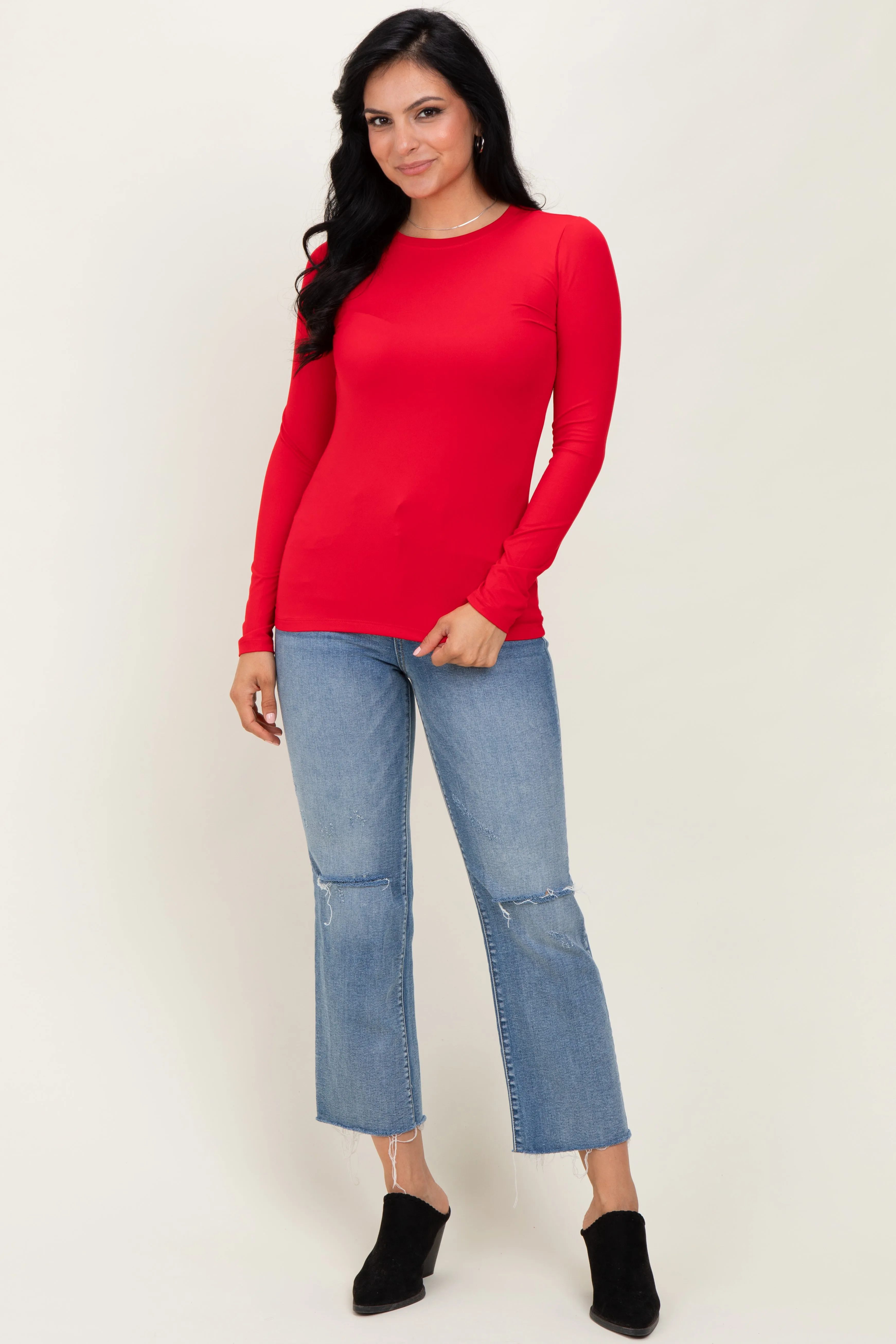 Red Basic Long Sleeve Top sold by Pinkblush product image thumbnail 2