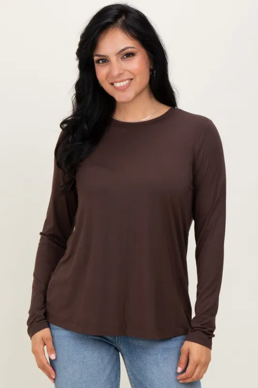 Brown Long Sleeve Top sold by Pinkblush