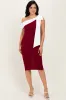 Burgundy Oversized Bow One Shoulder Midi Dress sold by Pinkblush