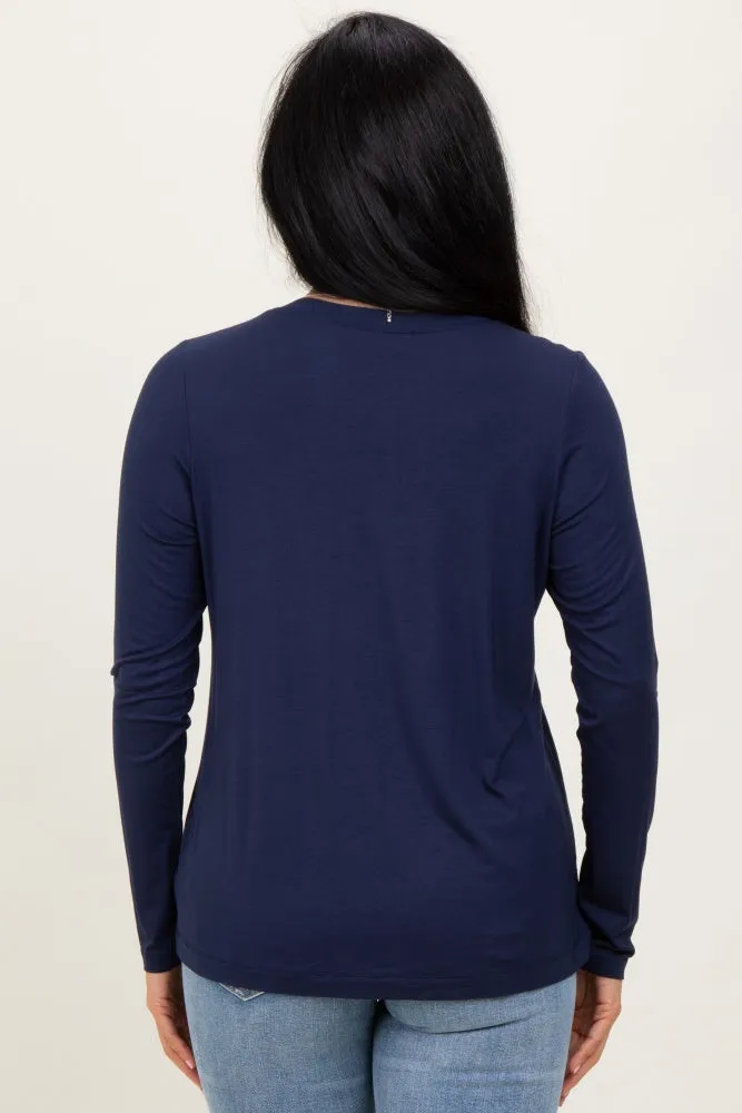 Navy Blue Long Sleeve Top sold by Pinkblush product image thumbnail 4