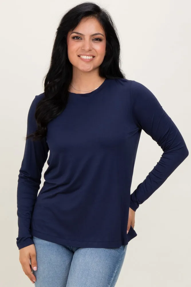 Navy Blue Long Sleeve Top sold by Pinkblush