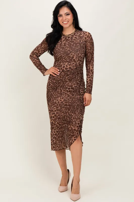 Brown Leopard Print Mesh Dress sold by Pinkblush