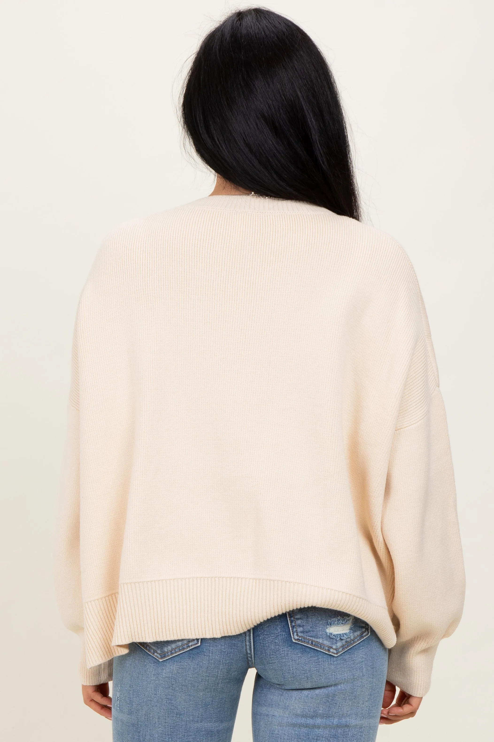 Cream Drop Shoulder Relaxed Fit Sweater sold by Pinkblush product image thumbnail 4