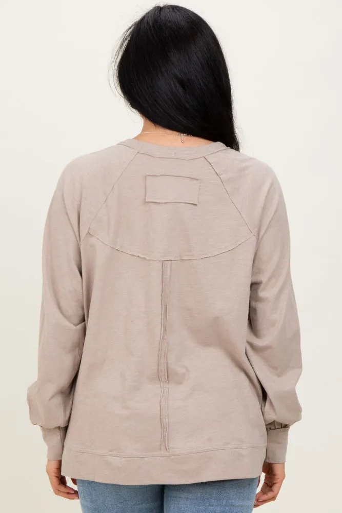 Taupe Oversized Cotton Slub Long Sleeve Top sold by Pinkblush product image thumbnail 4