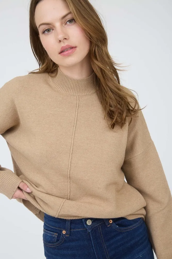 Camel Front Seam Mock Neck Sweater sold by Pinkblush product image thumbnail 4