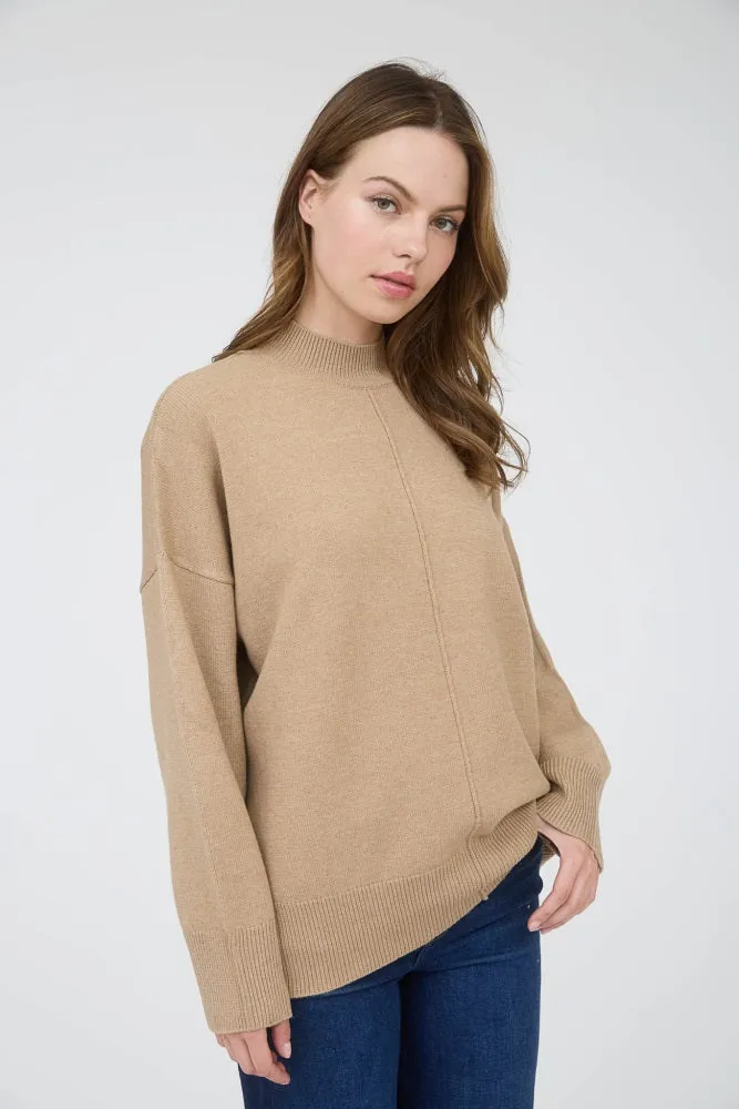 Camel Front Seam Mock Neck Sweater sold by Pinkblush product image thumbnail 2