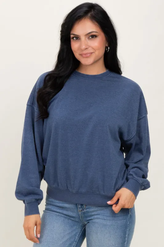 Navy Long Sleeve Sweatshirt sold by Pinkblush