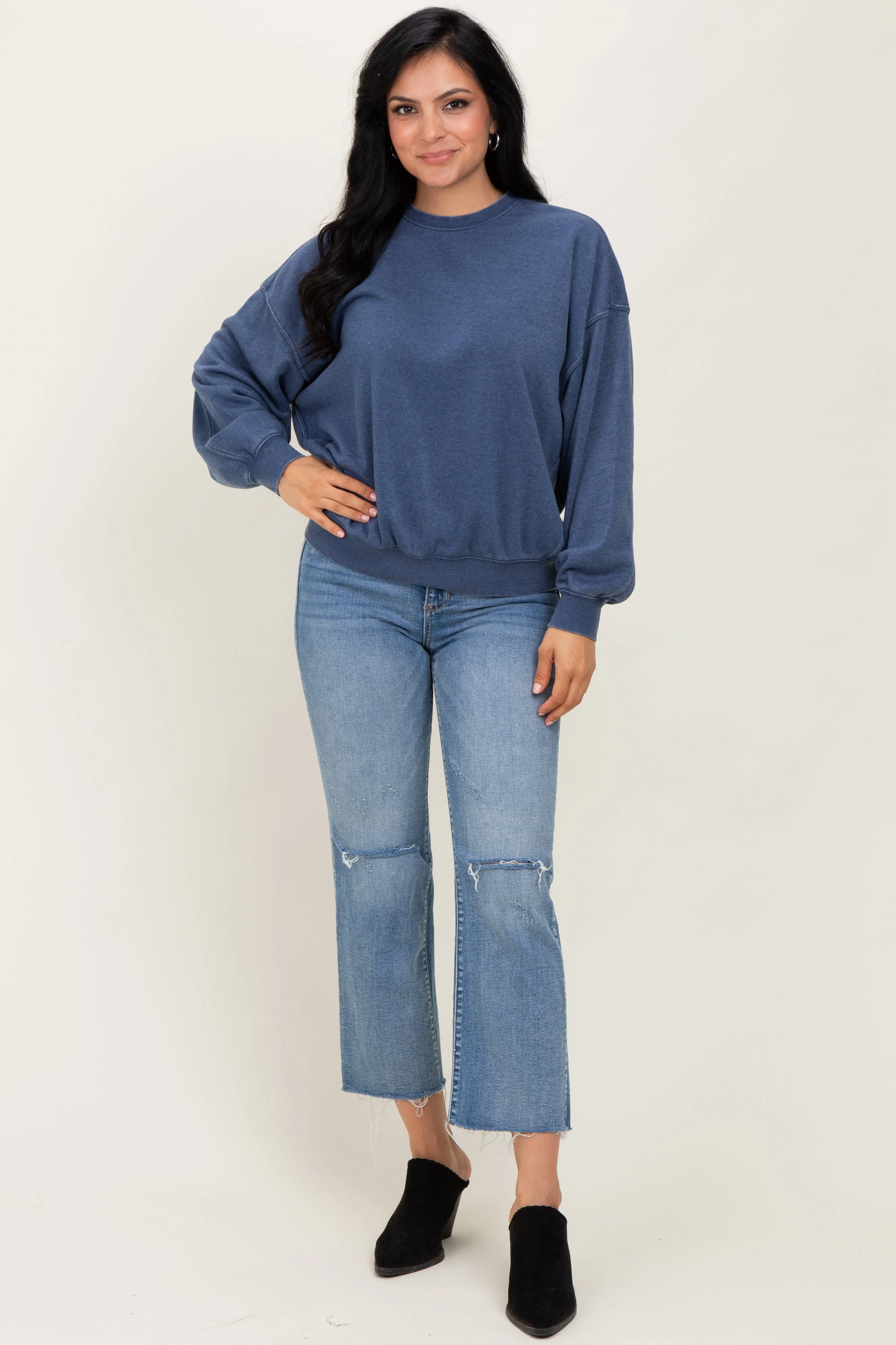 Navy Long Sleeve Sweatshirt sold by Pinkblush product image thumbnail 2