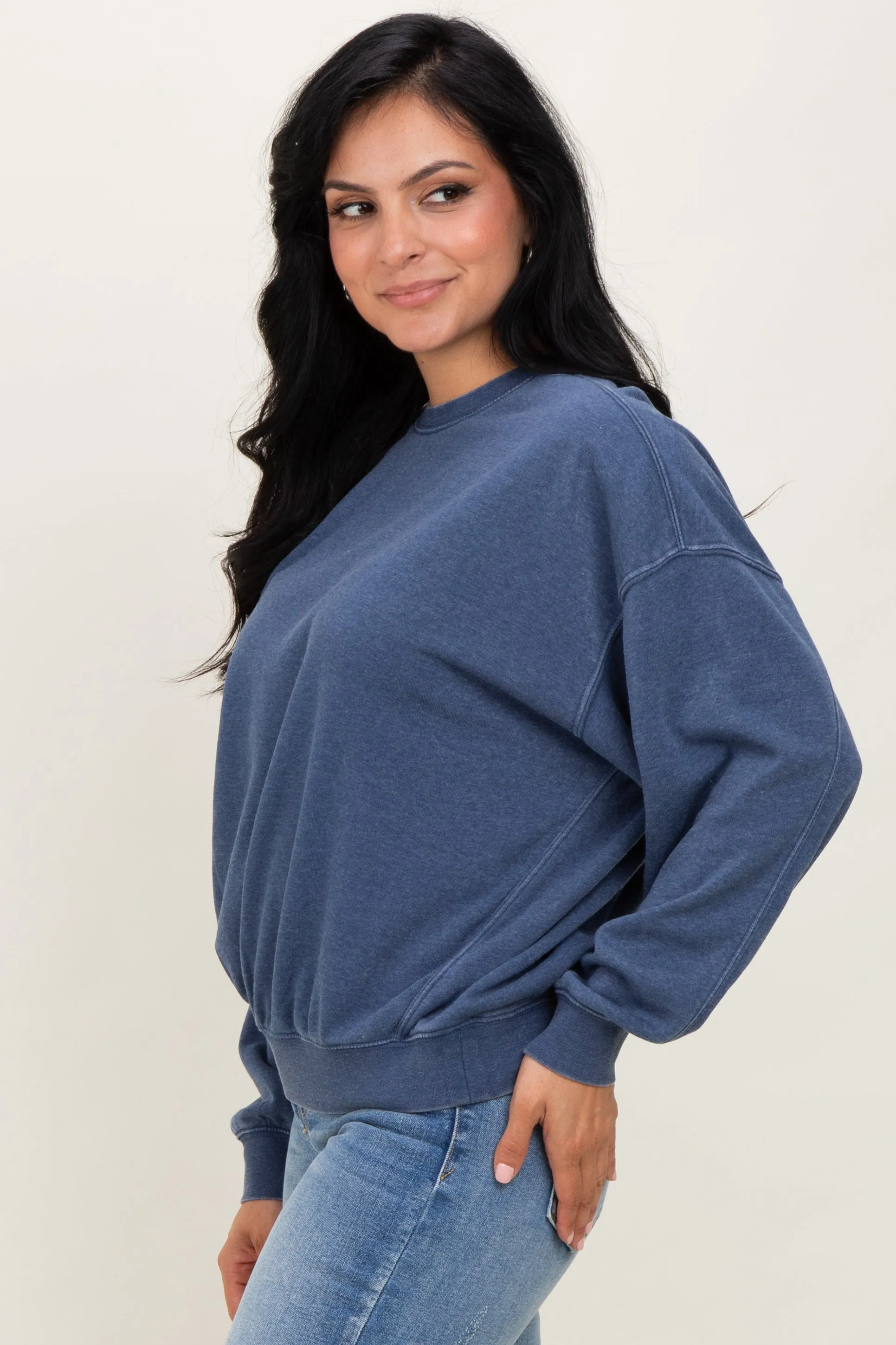 Navy Long Sleeve Sweatshirt sold by Pinkblush product image thumbnail 3