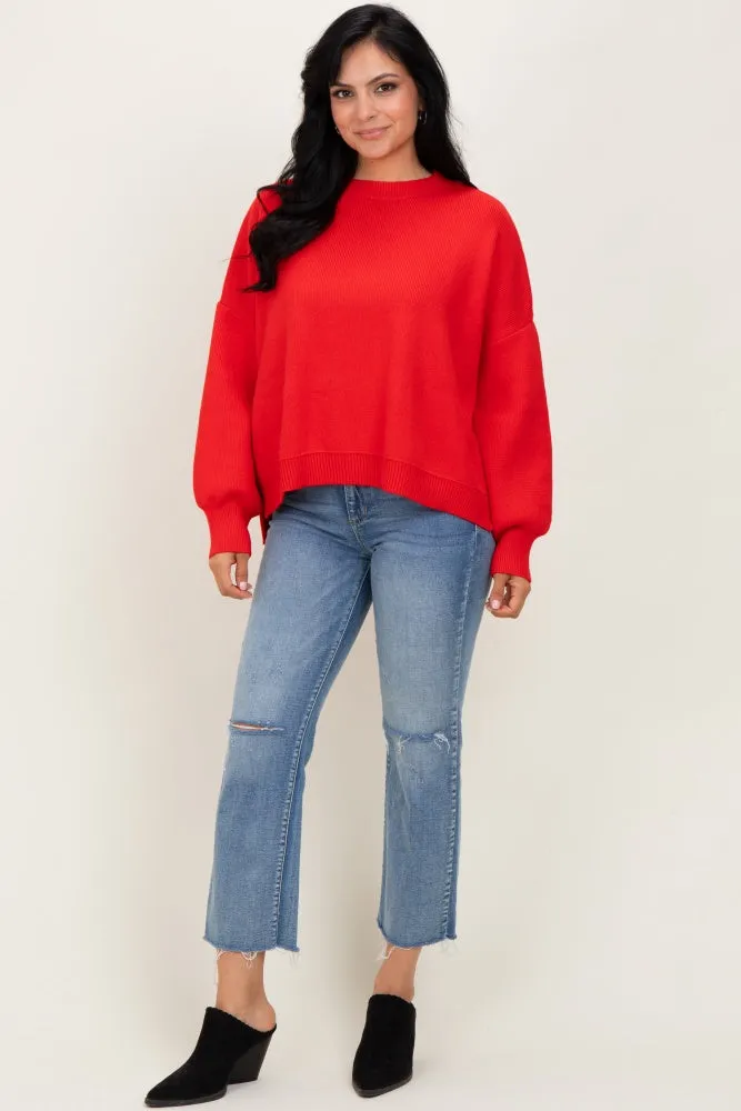 Red Drop Shoulder Relaxed Fit Sweater sold by Pinkblush product image thumbnail 2