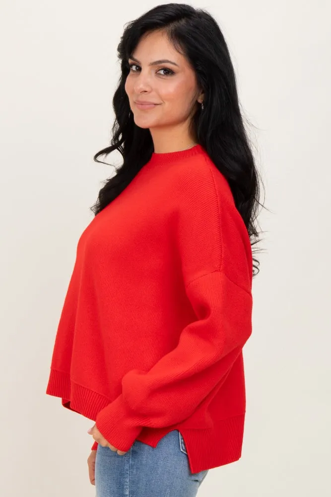 Red Drop Shoulder Relaxed Fit Sweater sold by Pinkblush product image thumbnail 3