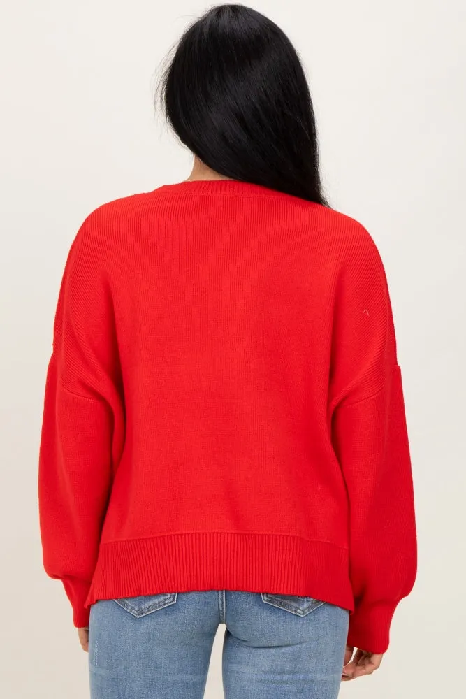 Red Drop Shoulder Relaxed Fit Sweater sold by Pinkblush product image thumbnail 4