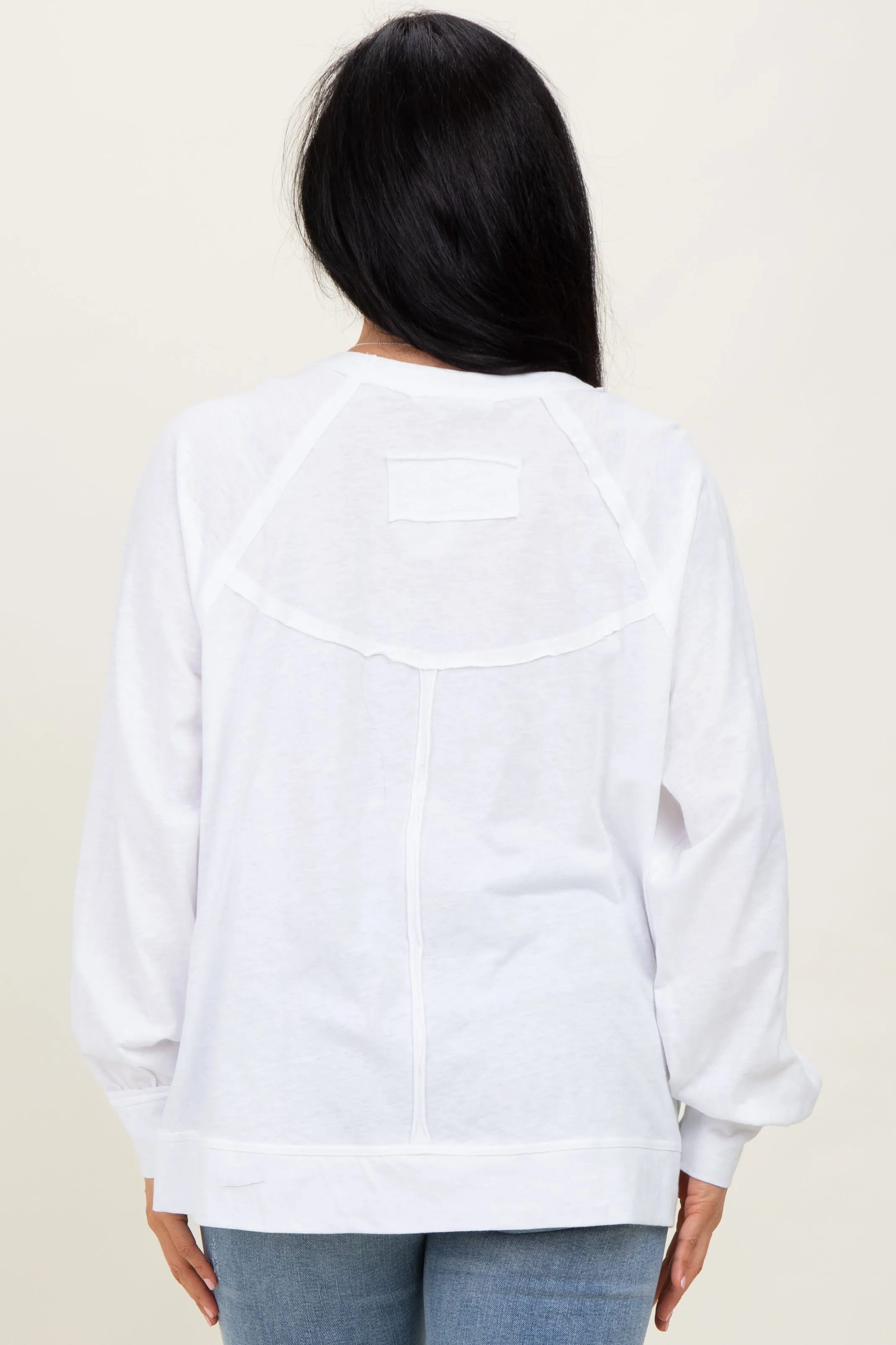 White Oversized Cotton Slub Long Sleeve Top sold by Pinkblush product image thumbnail 4