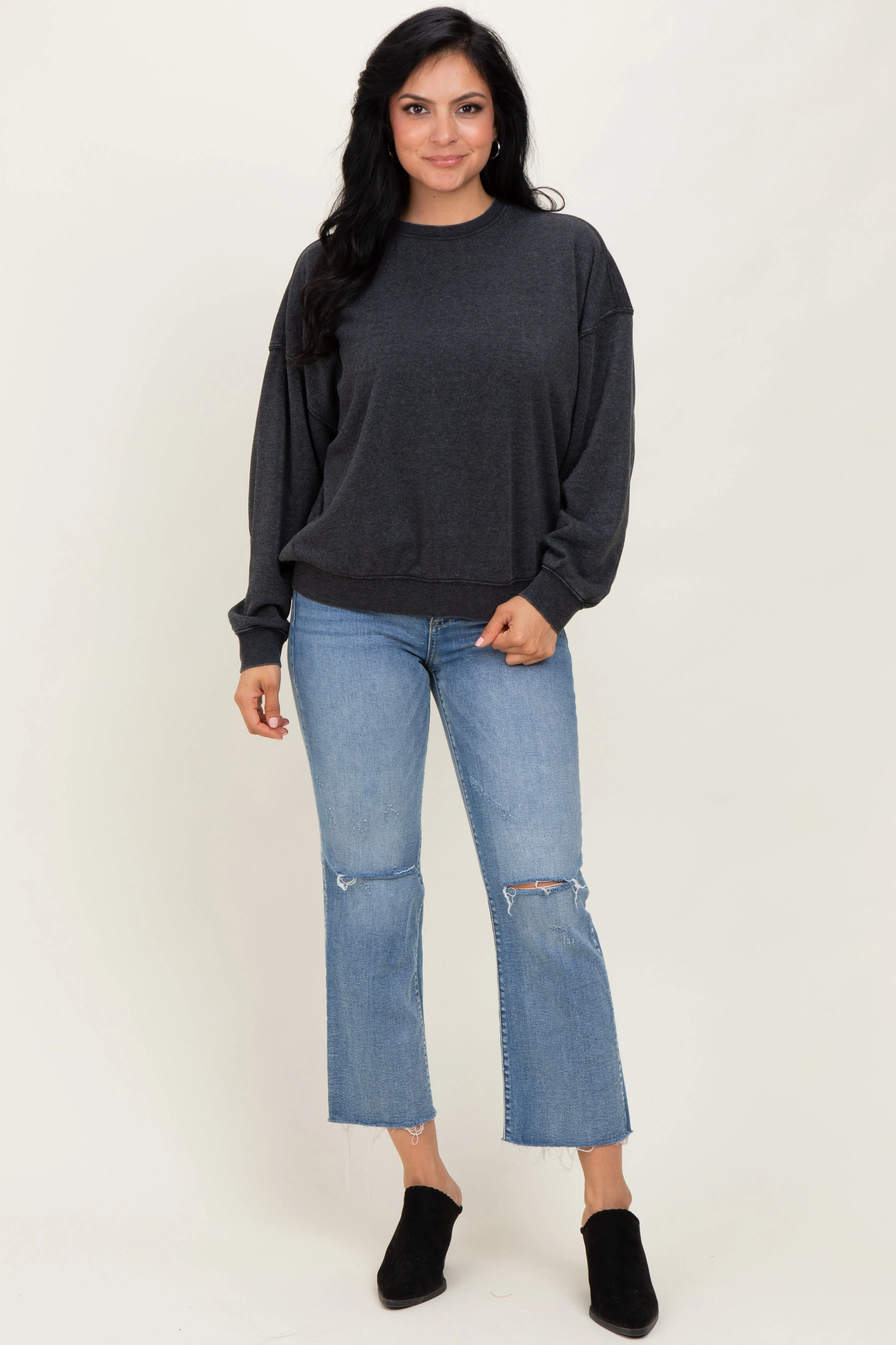 Black Long Sleeve Sweatshirt sold by Pinkblush product image thumbnail 2