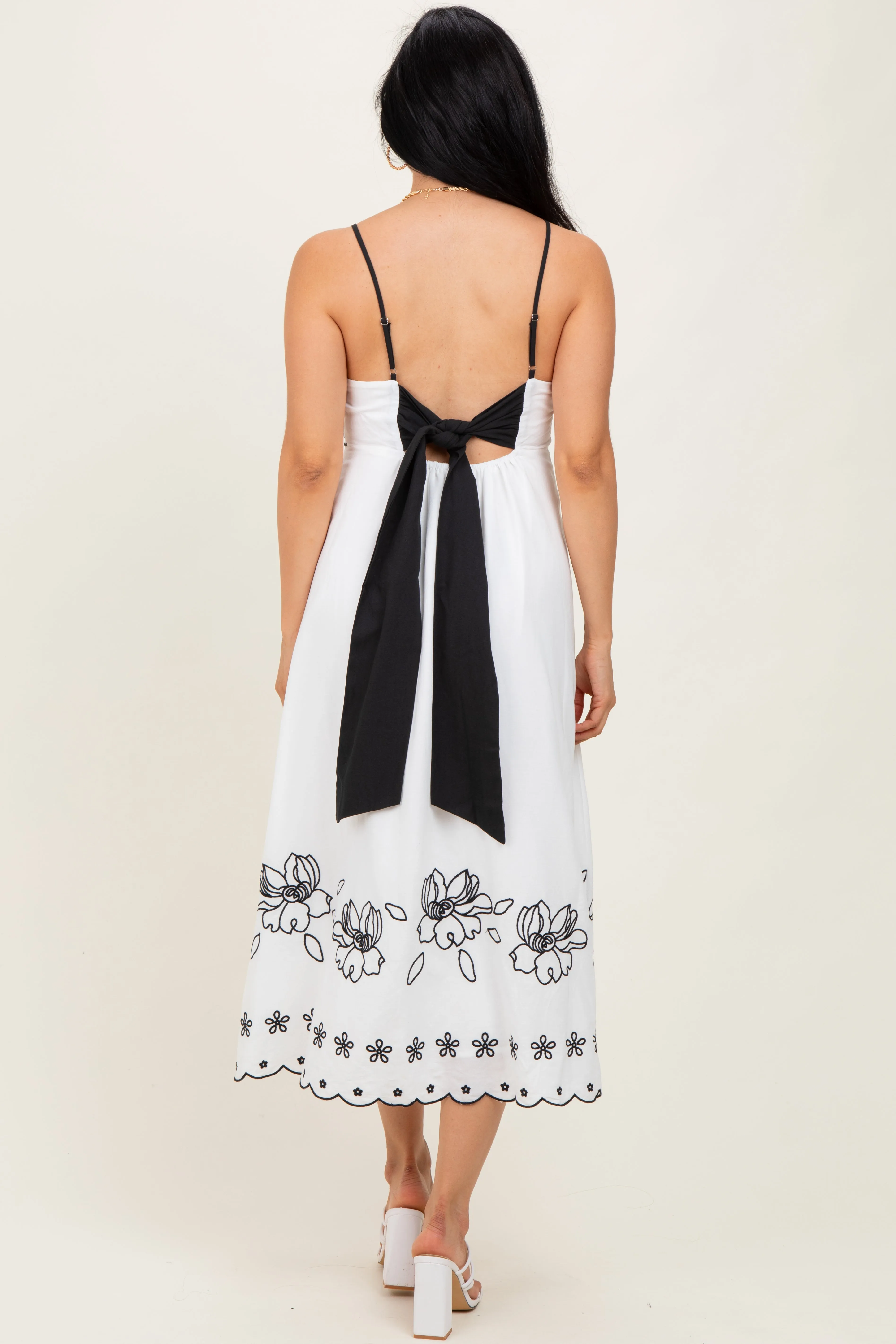 Ivory/Black Floral Embroidered Maxi Dress sold by Pinkblush product image thumbnail 4