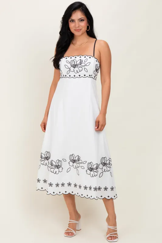 Ivory/Black Floral Embroidered Maxi Dress sold by Pinkblush
