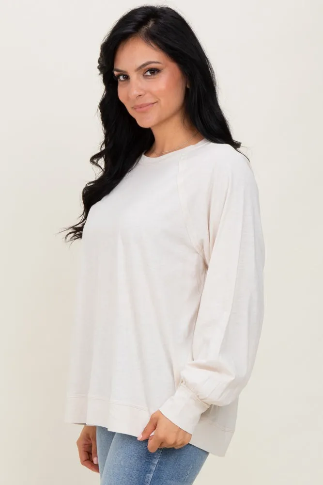Cream Oversized Cotton Slub Long Sleeve Top sold by Pinkblush product image thumbnail 3