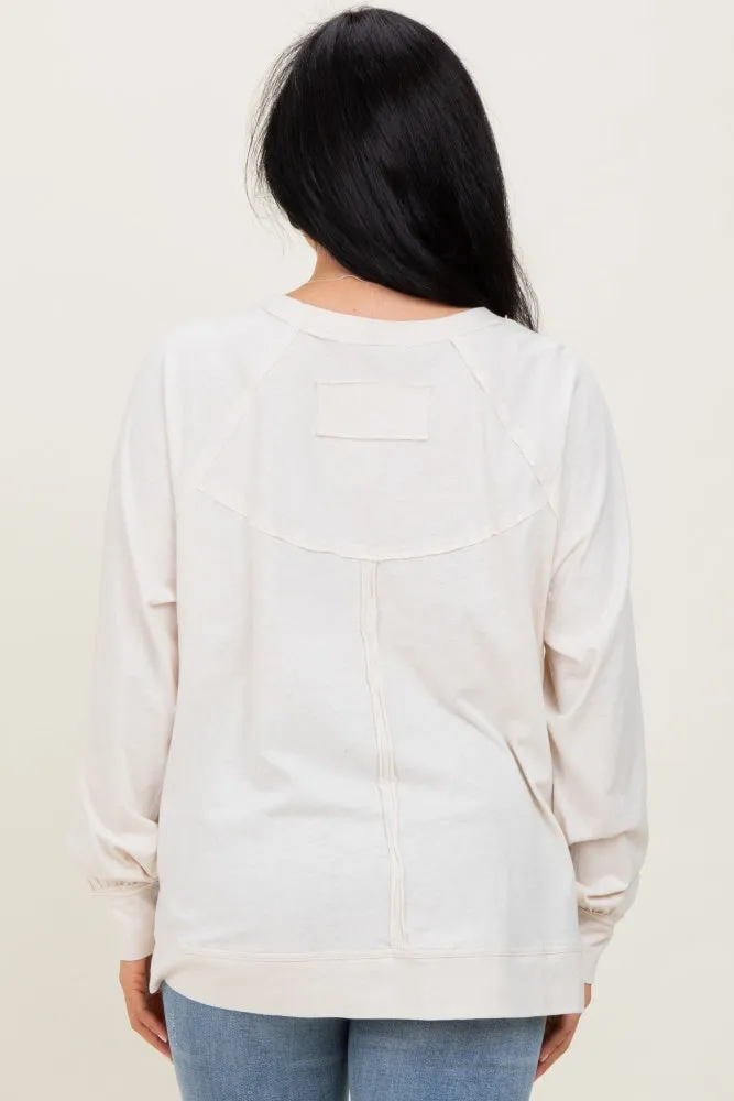 Cream Oversized Cotton Slub Long Sleeve Top sold by Pinkblush product image thumbnail 4