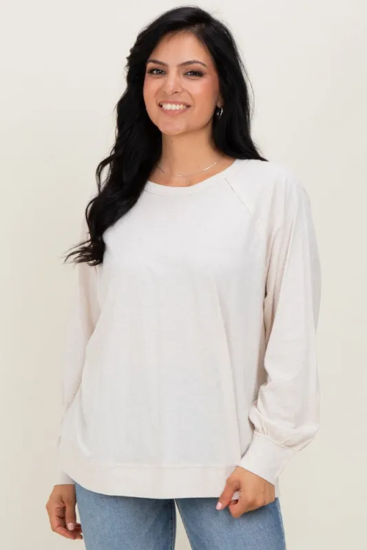 Cream Oversized Cotton Slub Long Sleeve Top sold by Pinkblush