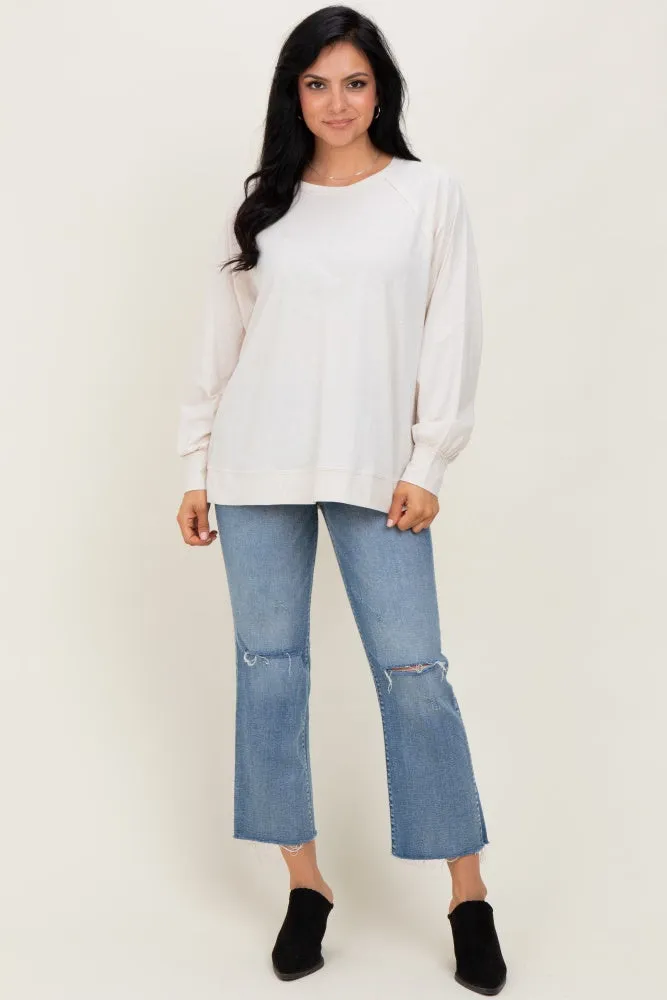 Cream Oversized Cotton Slub Long Sleeve Top sold by Pinkblush product image thumbnail 2