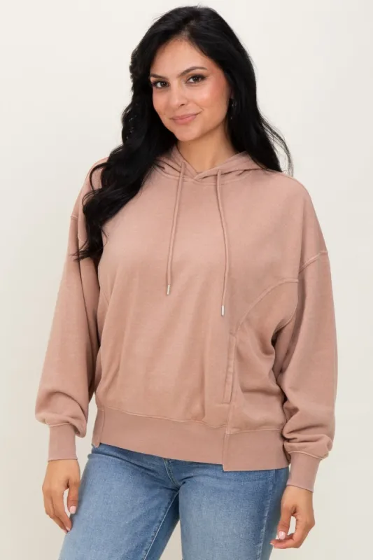 Beige Drop Shoulder Long Sleeve Oversized Hoodie sold by Pinkblush