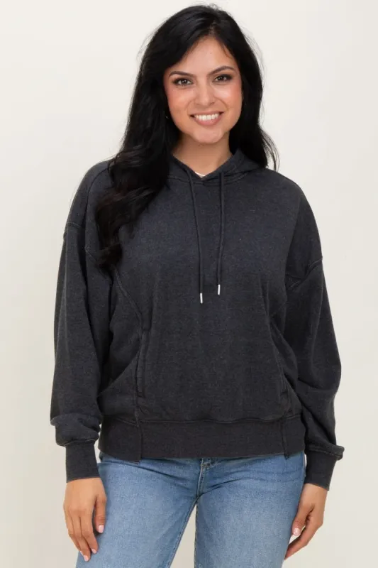 Black Drop Shoulder Long Sleeve Oversized Hoodie sold by Pinkblush