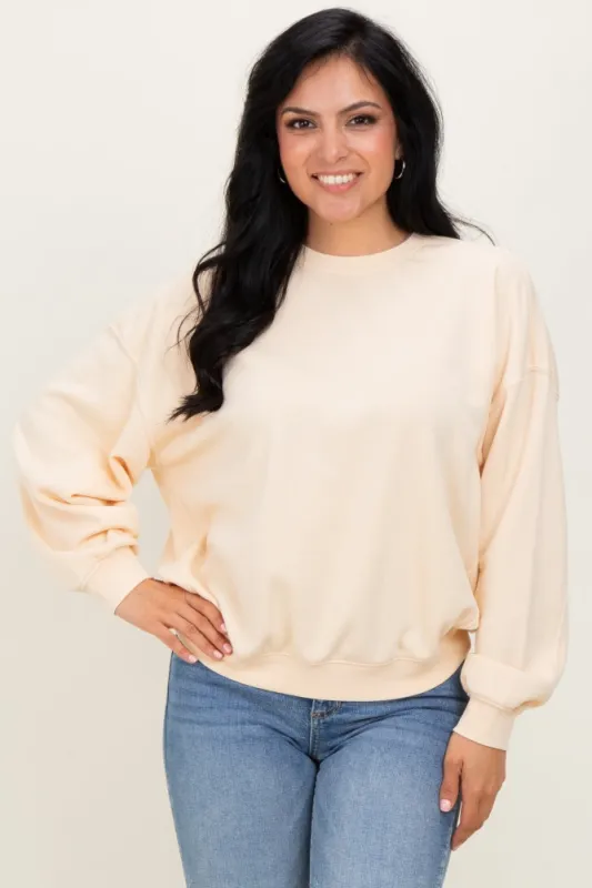 Cream Long Sleeve Sweatshirt sold by Pinkblush