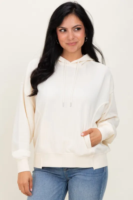 Cream Drop Shoulder Long Sleeve Oversized Hoodie sold by Pinkblush