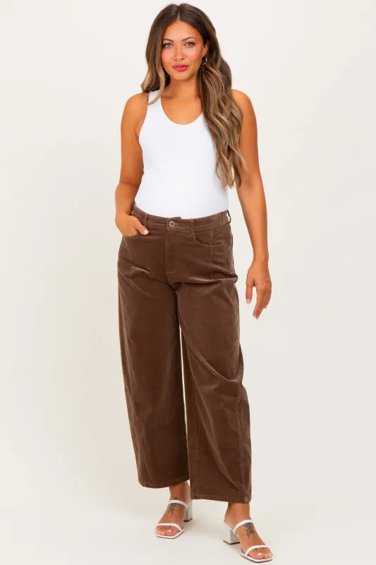 Mocha Corduroy Wide Leg Maternity Pants sold by Pinkblush