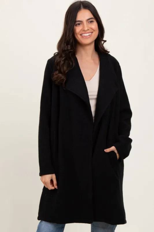 Black Knit Relaxed Fit Coat Jacket sold by Pinkblush