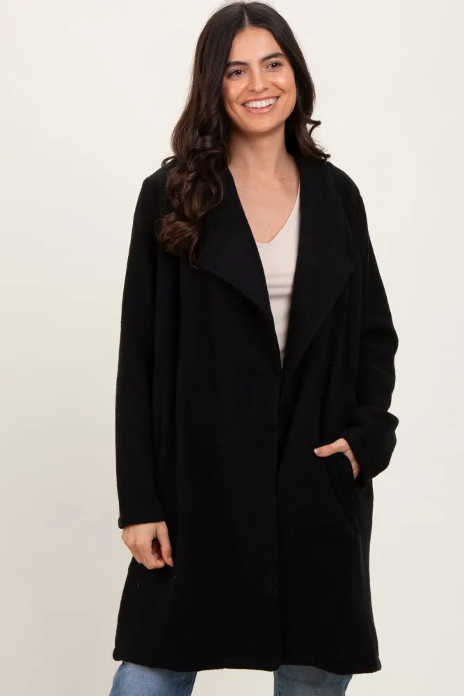 Black Knit Relaxed Fit Coat Jacket sold by Pinkblush