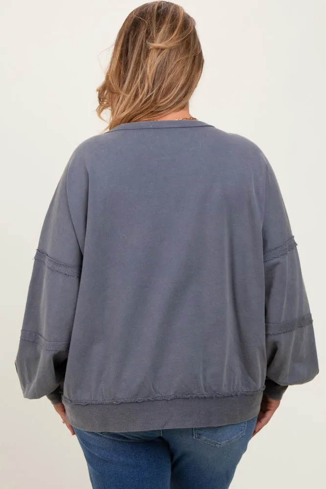 Charcoal Raw Hem Detail Maternity Plus Pullover Top sold by Pinkblush product image thumbnail 2