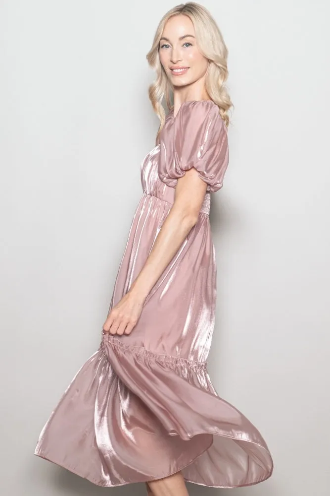Pink Organza Puff Sleeve Midi Dress sold by Pinkblush product image thumbnail 2