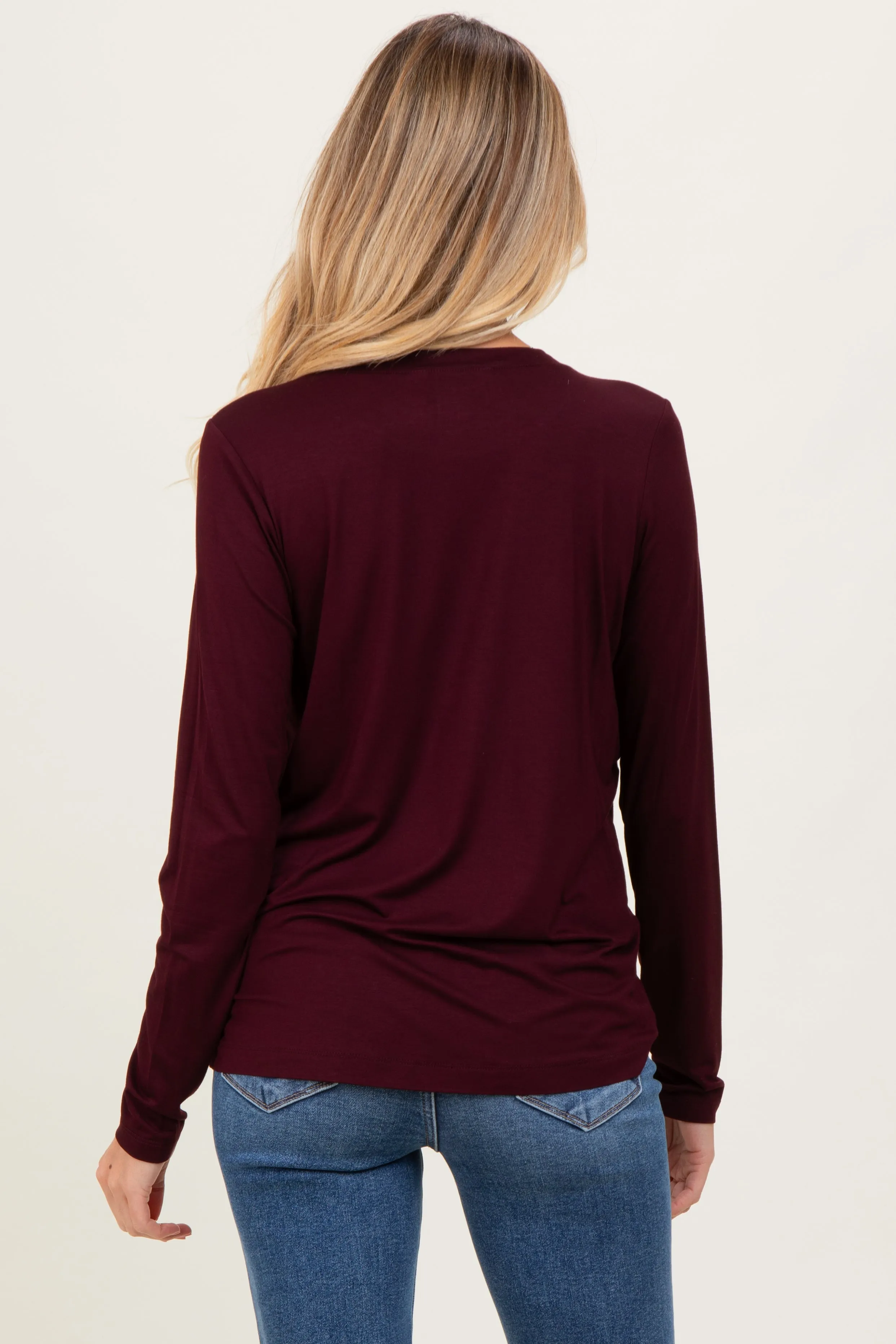 Burgundy Long Sleeve Maternity Top sold by Pinkblush product image thumbnail 4