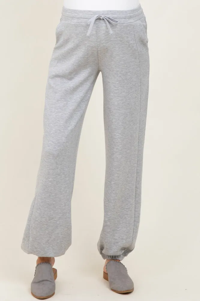 Heather Grey Scuba Drawstring Waist Relaxed Maternity Jogger Sweatpants sold by Pinkblush product image thumbnail 3