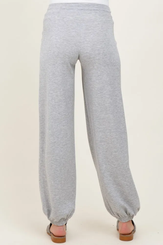 Heather Grey Scuba Drawstring Waist Relaxed Maternity Jogger Sweatpants sold by Pinkblush product image thumbnail 5