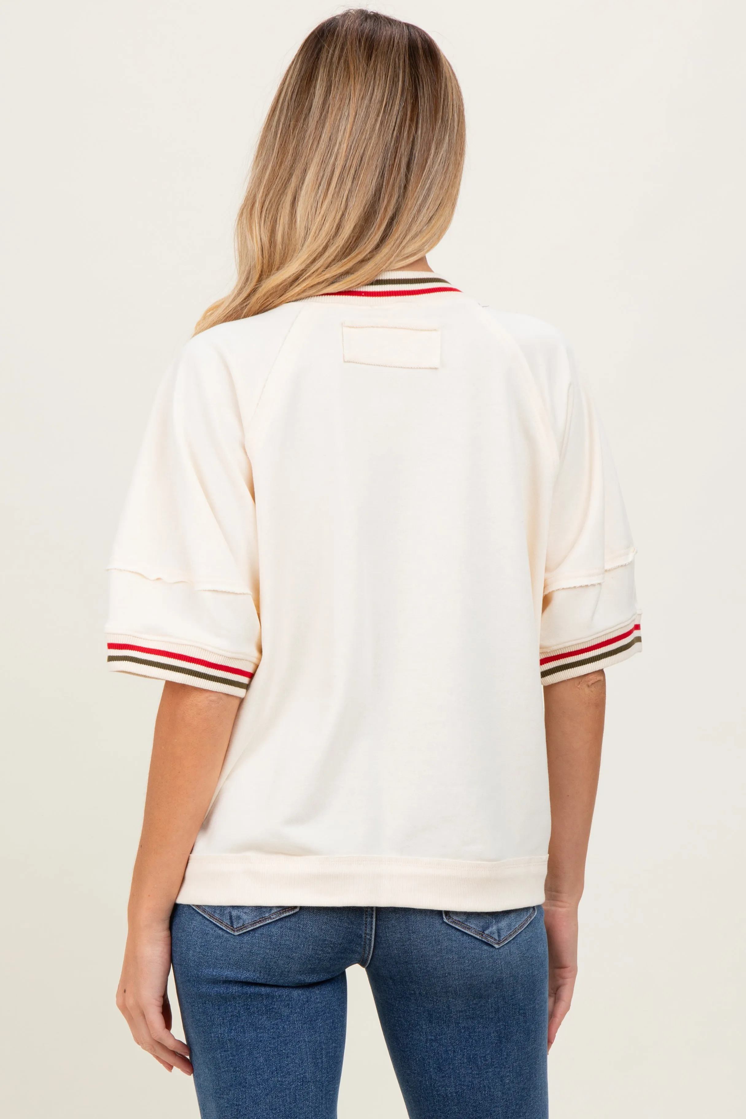 Cream Contrast Trim Short Sleeve Maternity Pullover sold by Pinkblush product image thumbnail 4