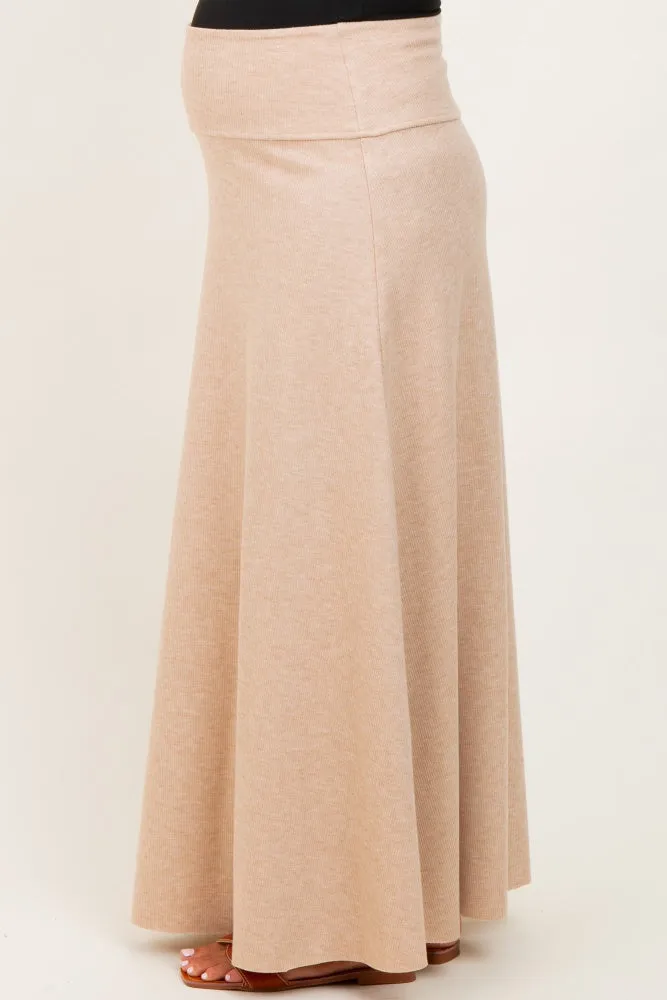 Beige Ribbed Maternity Maxi Skirt sold by Pinkblush product image thumbnail 4