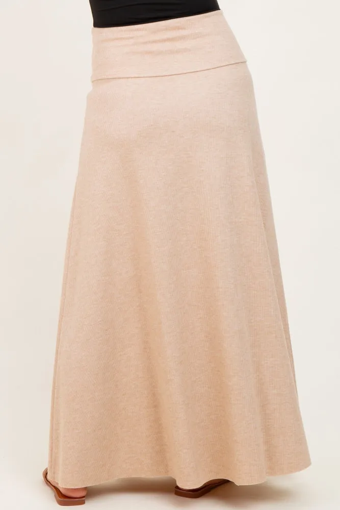 Beige Ribbed Maternity Maxi Skirt sold by Pinkblush product image thumbnail 5