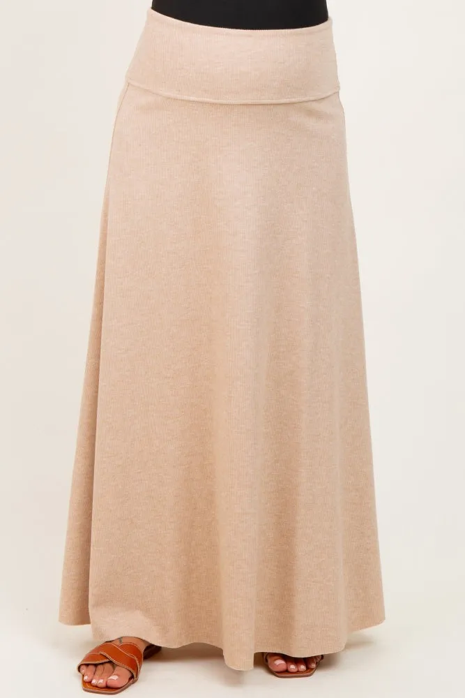 Beige Ribbed Maternity Maxi Skirt sold by Pinkblush product image thumbnail 3